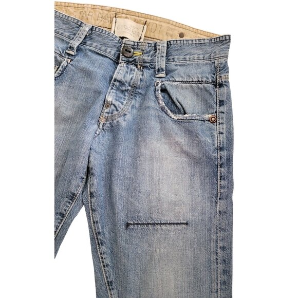 Vintage G-Star Raw 3301 Blue Denim Straight Leg Distressed Jeans Sz 28x32 - Picture 3 of 11